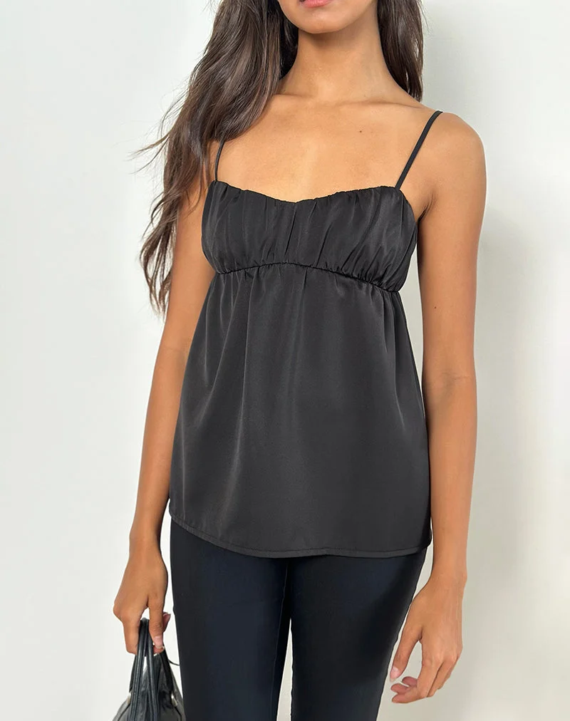Camisole longue Camden en satin noir