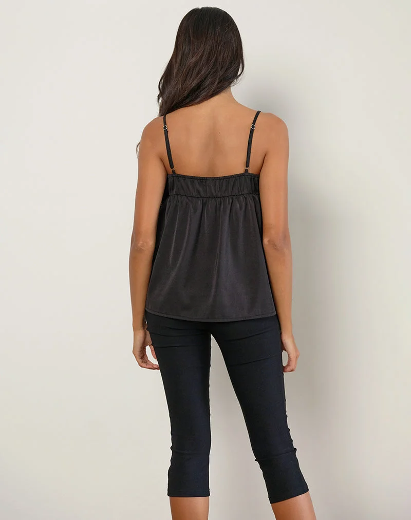 Camisole longue Camden en satin noir