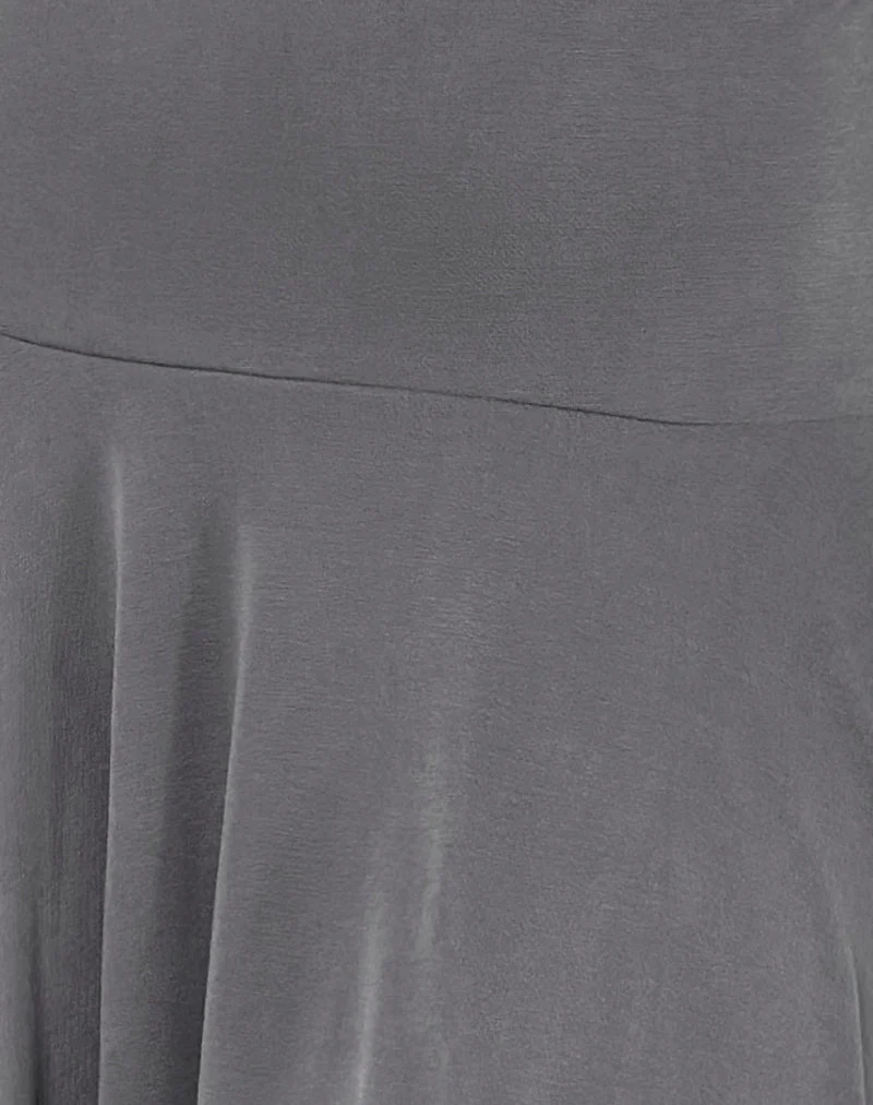 Mini robe cascade Briar en cupro gris