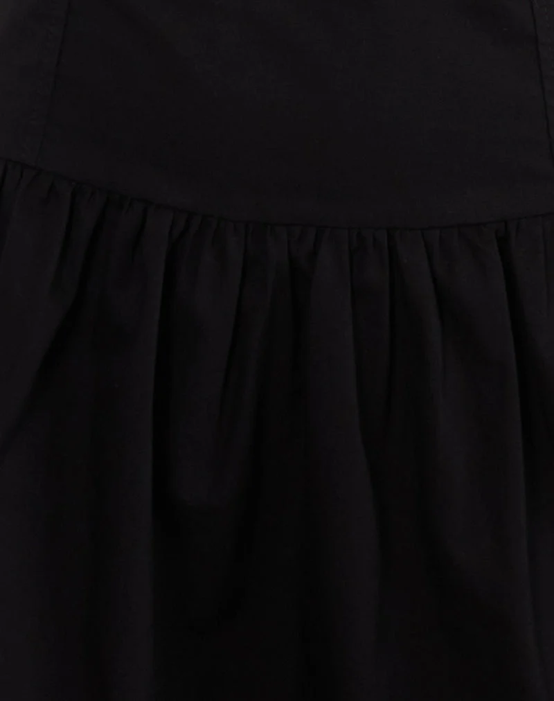 Kafridi - Mini robe à œillets en popeline noire