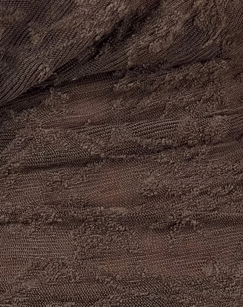 Kylo Halter Top in Jacquard Knit Dark Brown