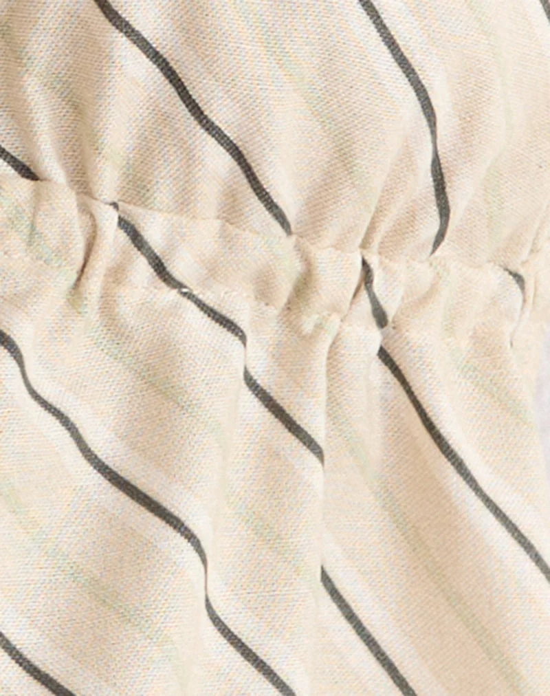 Haut dos nu à col licou Syrma, modèle « Tilt Lines », couleur beige