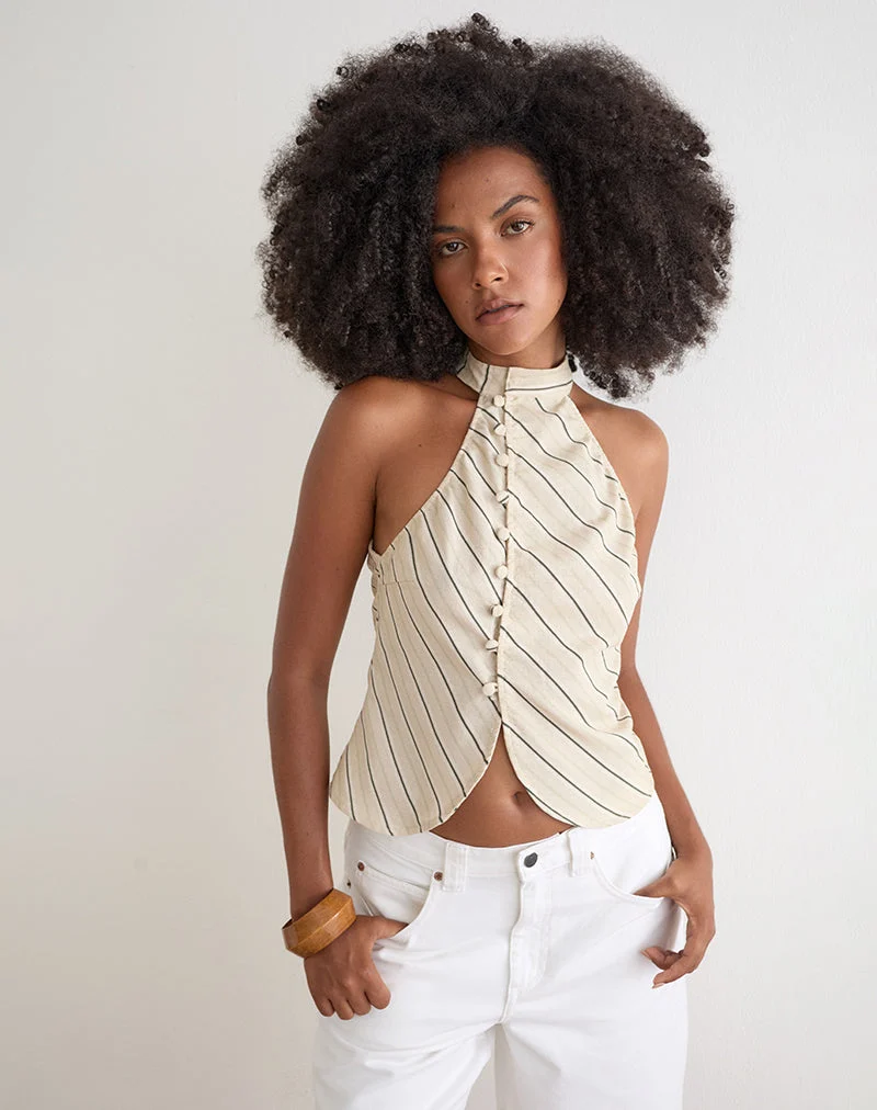 Haut Iggya, motif « Tilt Lines », beige