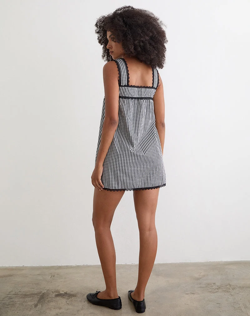 Mini-robe Sandat Smock en vichy gris