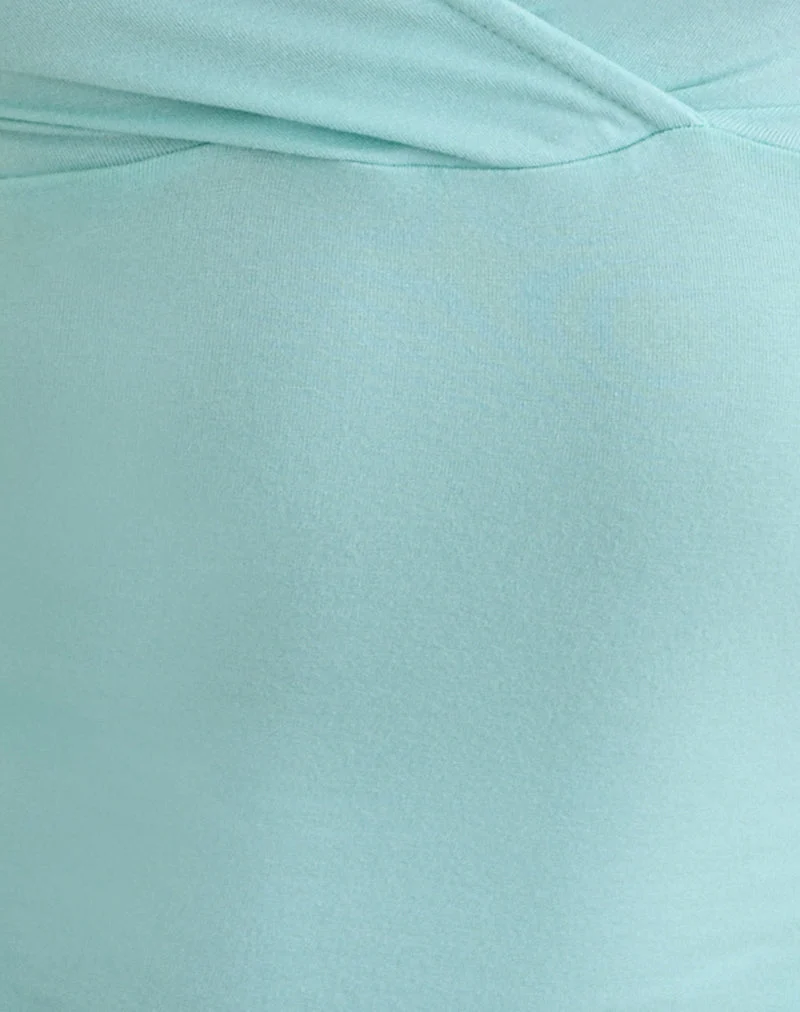 Haut croisé Lobos en jersey de rayonne, couleur aqua