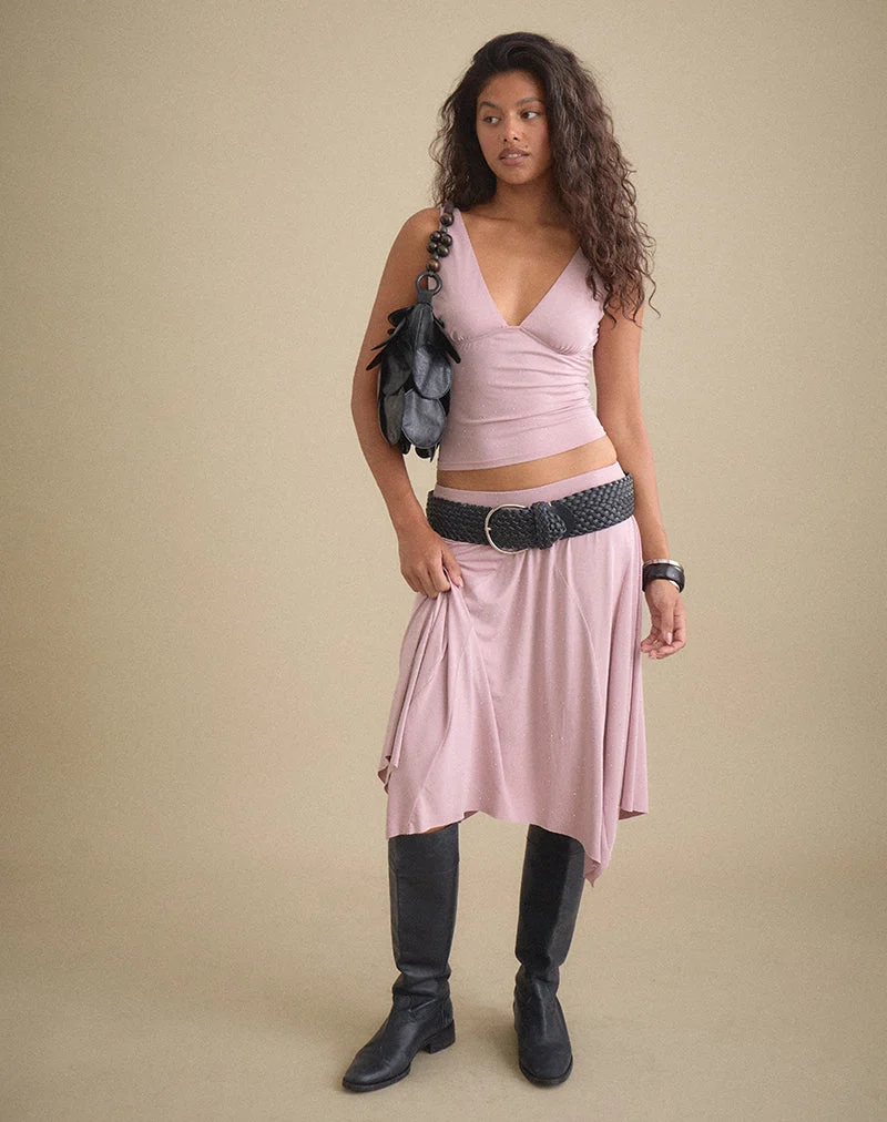 Haut Melika en cupro rose poudré avec strass