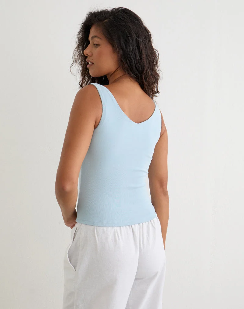 Gilet Gelita à boutons nacrés en Lyocell Eco bleu