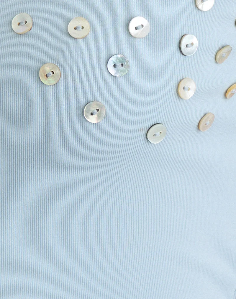Gilet Gelita à boutons nacrés en Lyocell Eco bleu