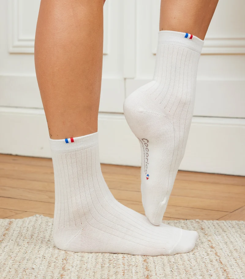 Chaussettes Femme en Laine Ecru