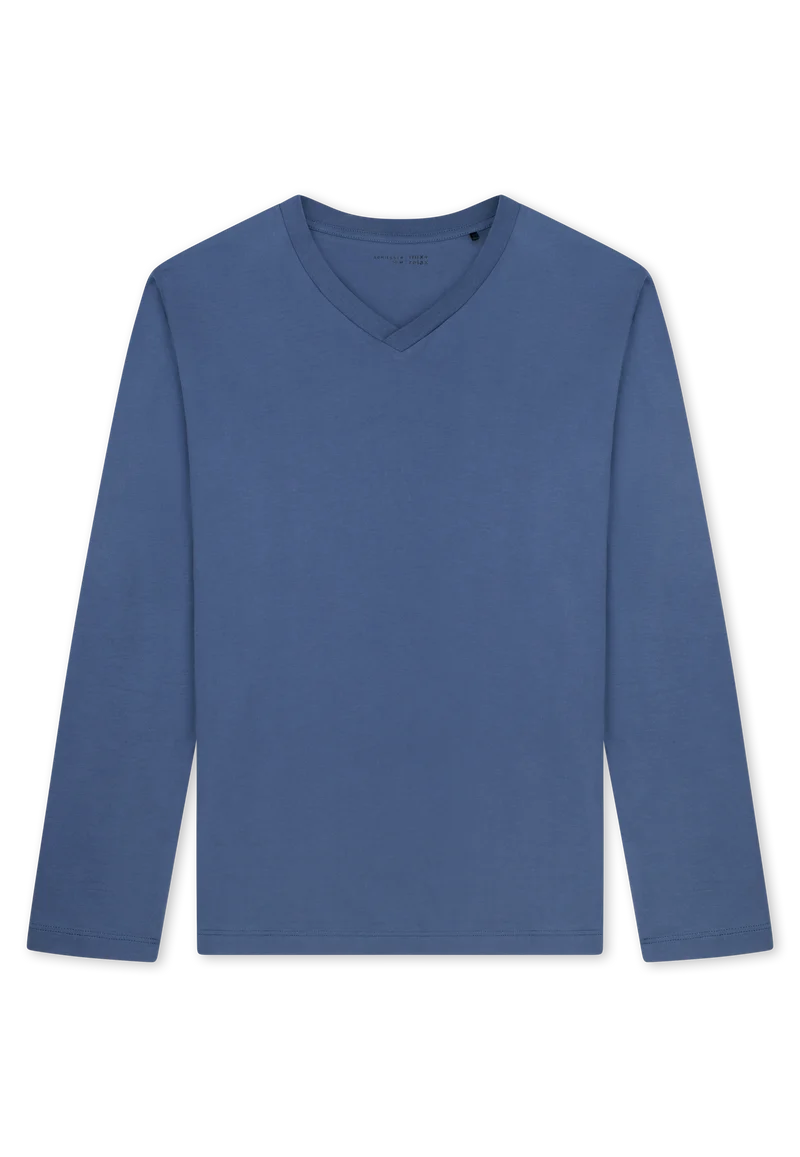Shirt V-Ausschnitt Blau - Mix+Relax