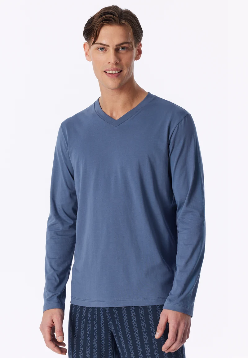 Shirt V-Ausschnitt Blau - Mix+Relax