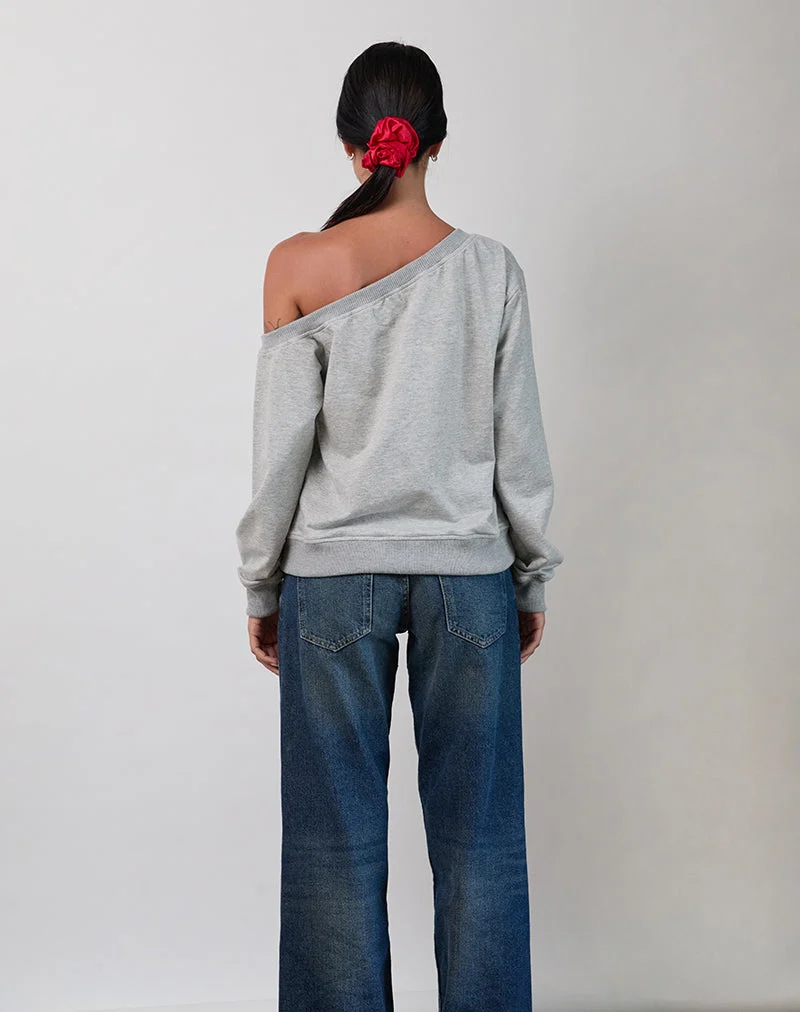 Sweatshirt Toria en gris marron avec graphique I Love WFH