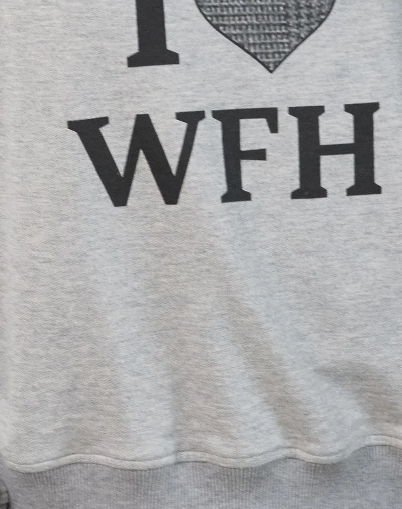 Sweatshirt Toria en gris marron avec graphique I Love WFH