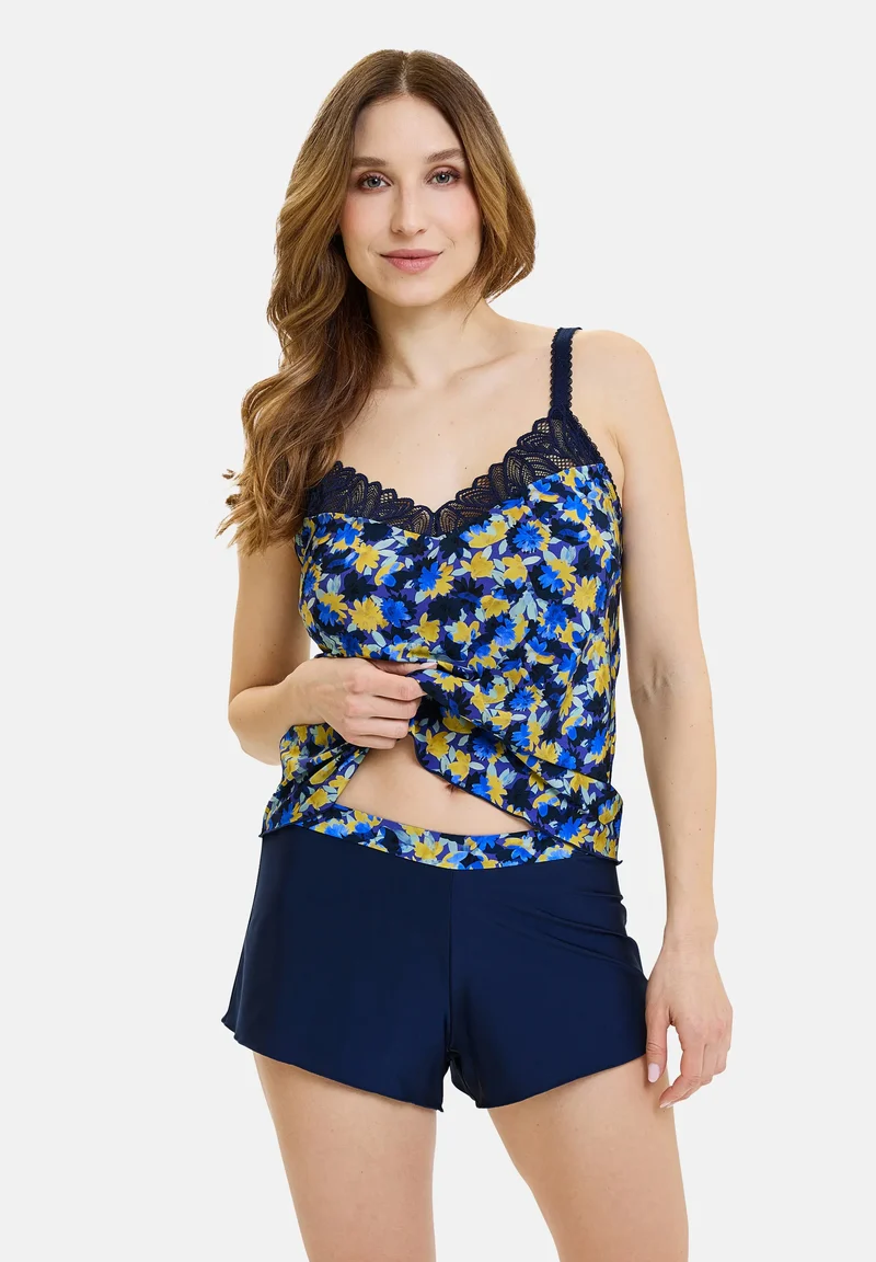 Short Célia Fleurs Bleues & Jaunes