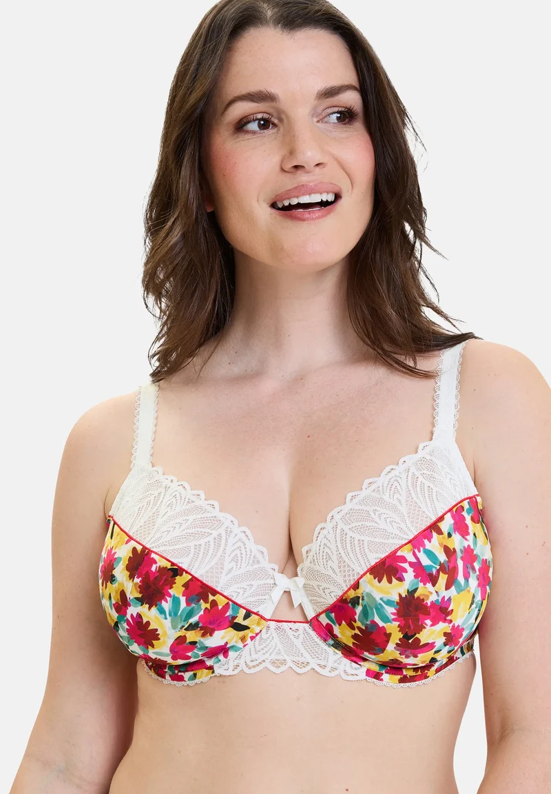 Soutien-gorge emboîtant Célia Fleurs Rouges & Jaunes