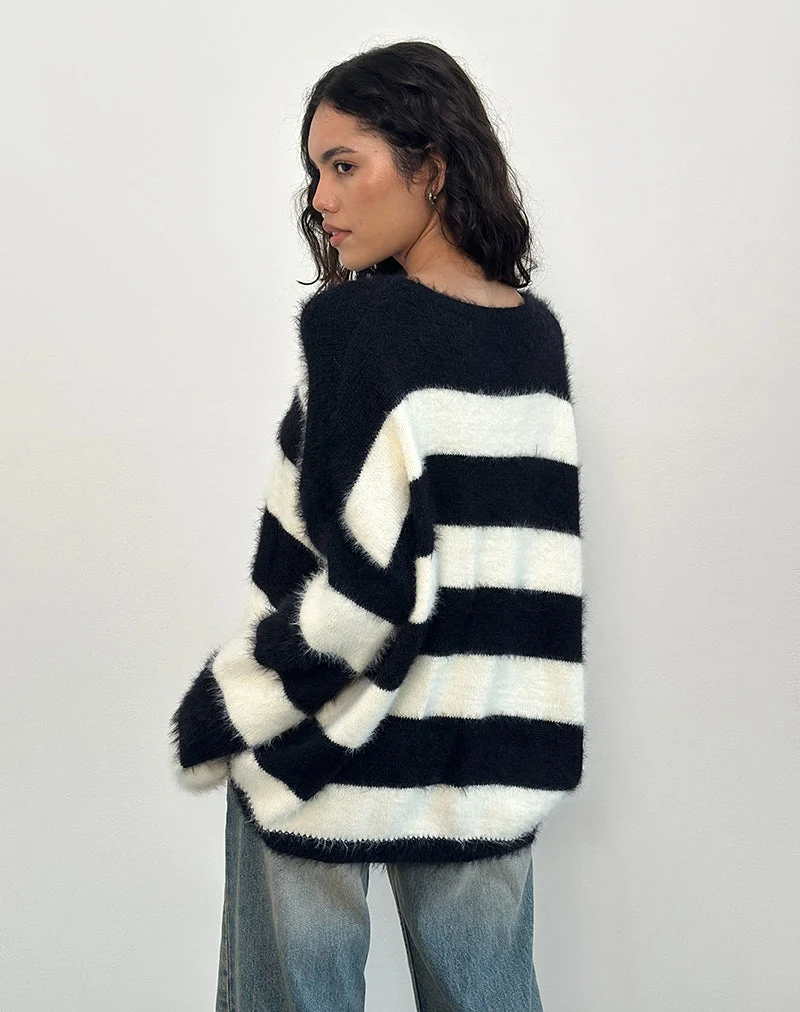 Pull Daya à rayures ivoire et noires