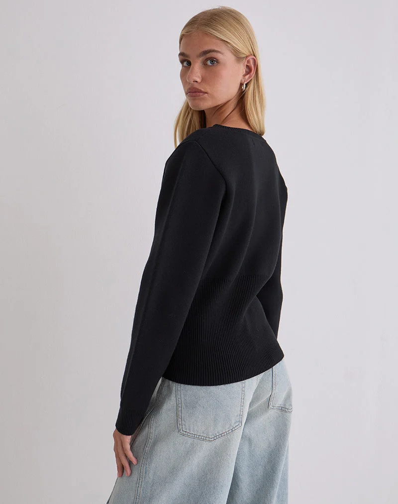 Cardigan à manches longues Subra en noir