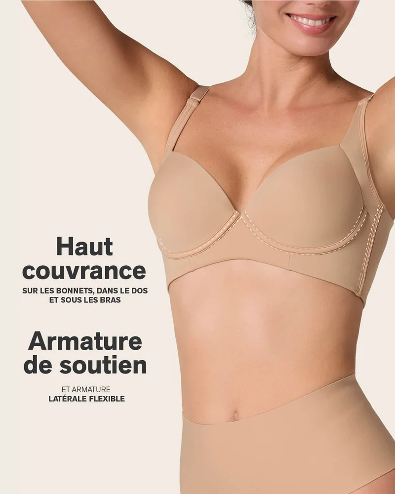 Soutien-gorge à push-up doux avec aisselles et dos très couvrants