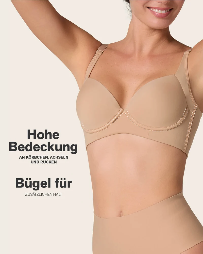 Soutien-gorge à push-up doux avec aisselles et dos très couvrants