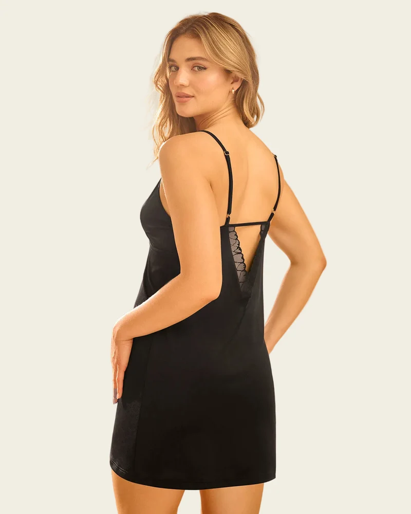 Chemise de nuit courte avec dentelle et dos échancré Leonisa by Serez