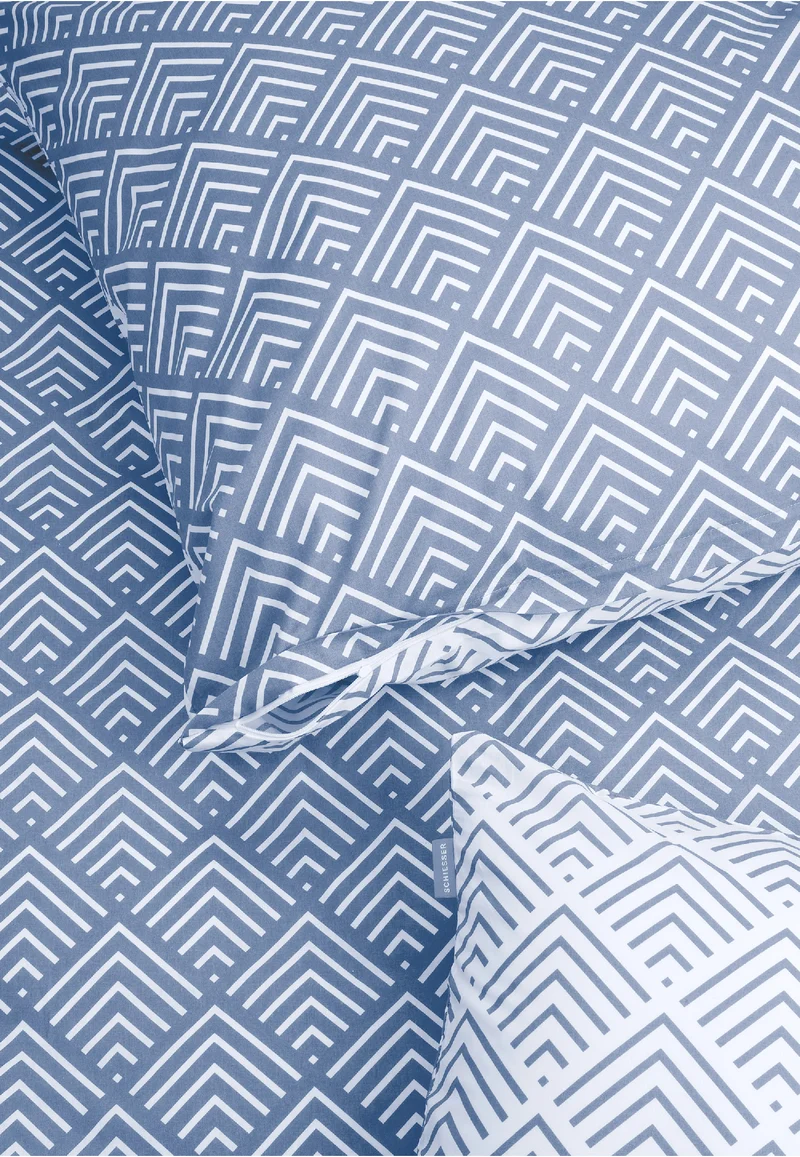 Bettwäscheset 2-teilig Blau/Weiss gemustert - SCHIESSER Home