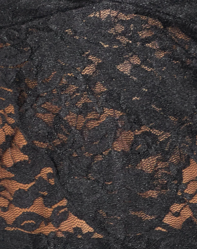 Harumi Halterneck Top in Lace Black (Top dos nu en dentelle)