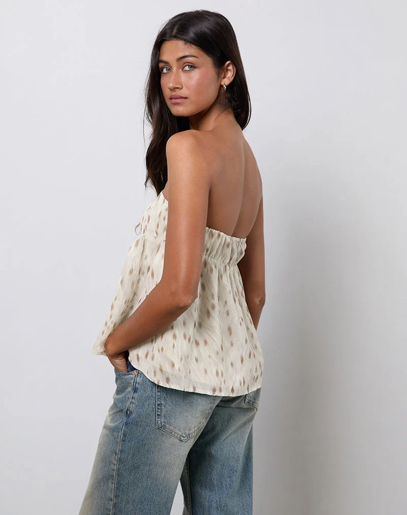 Setsuko Bandeau Longline Top in Bambi Ivory