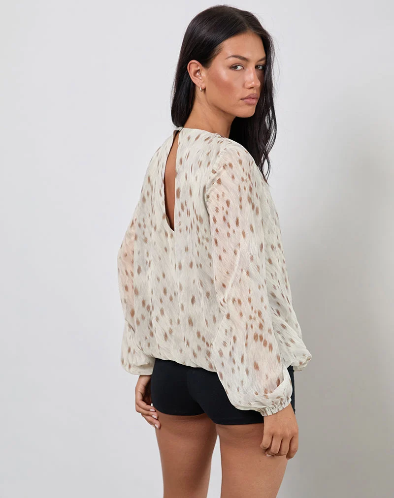 Chemisier oversize Seita, imprimé bambi ivoire