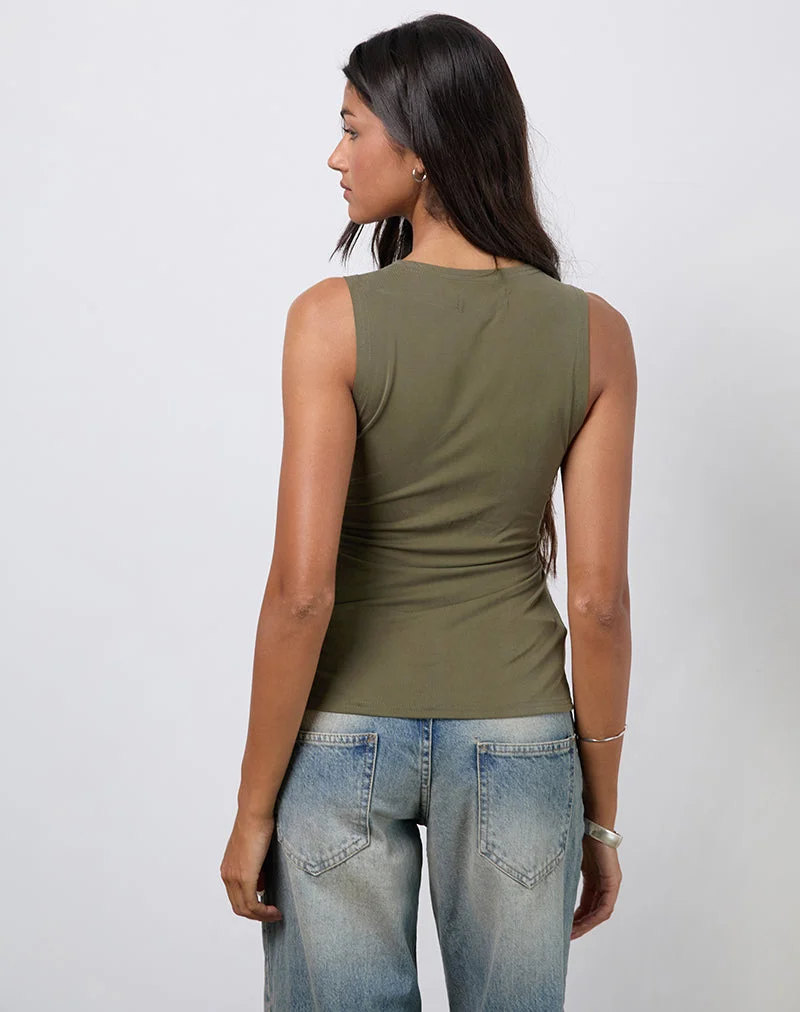 Arlys - Top torsadé en cupro kaki
