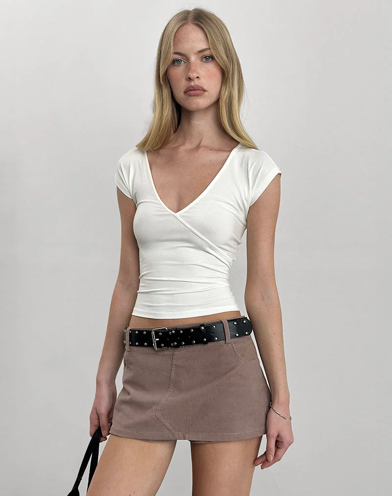 Dolores Wrap Top in Rayon Jersey Ivory