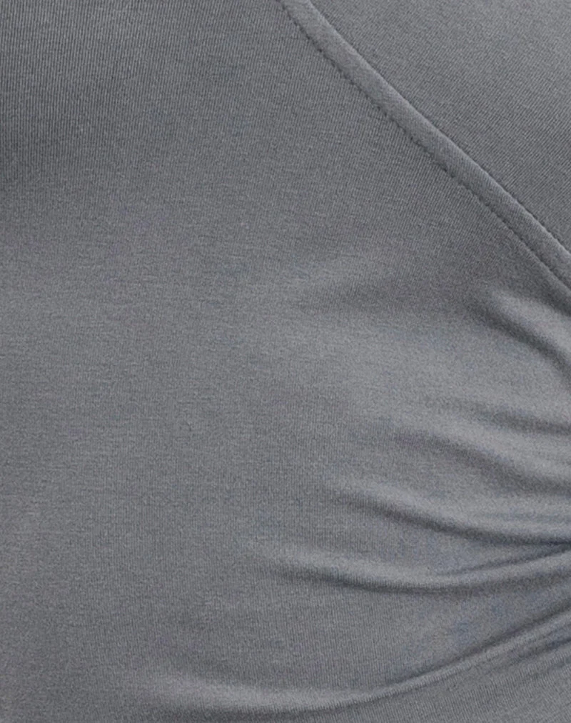 Dolores Wrap Top in Rayon Jersey Grey