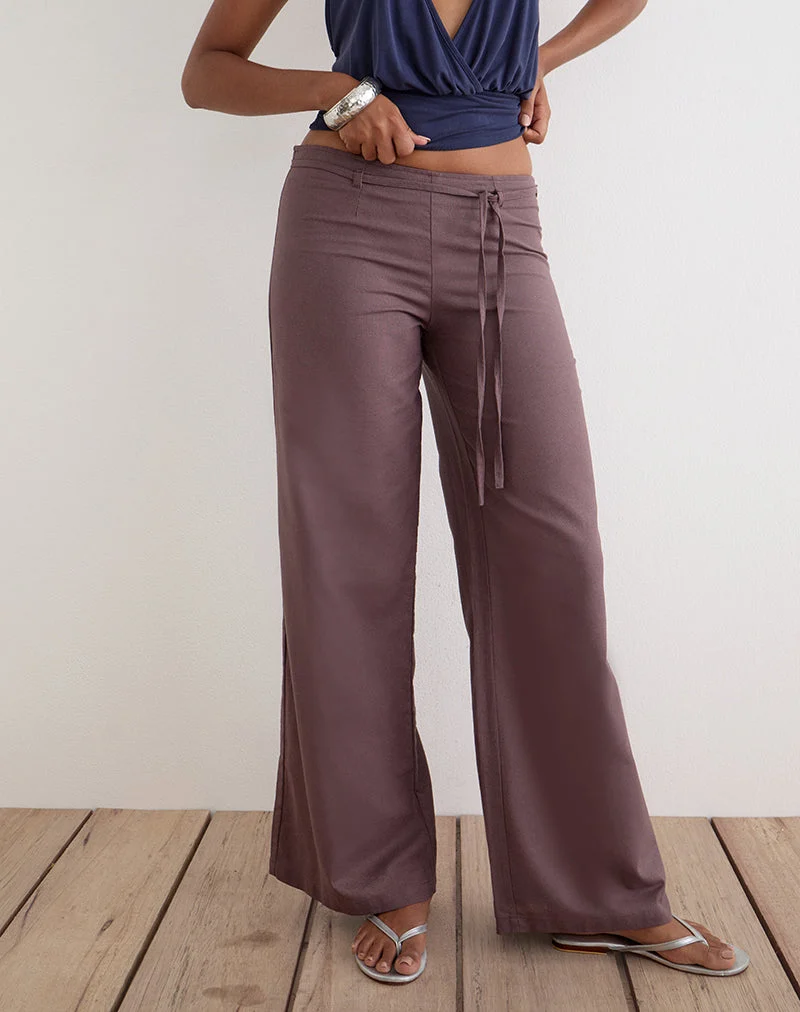 Pantalon Cisaw en lin, couleur marron taupe foncé