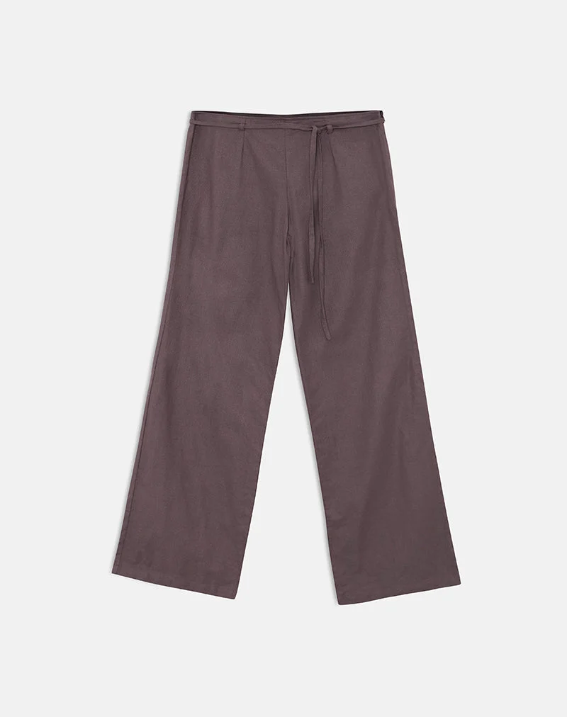 Pantalon Cisaw en lin, couleur marron taupe foncé