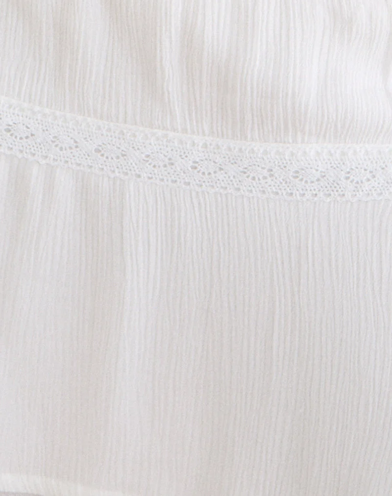 Mini-jupe asymétrique Ira, couleur blanc cassé froissé