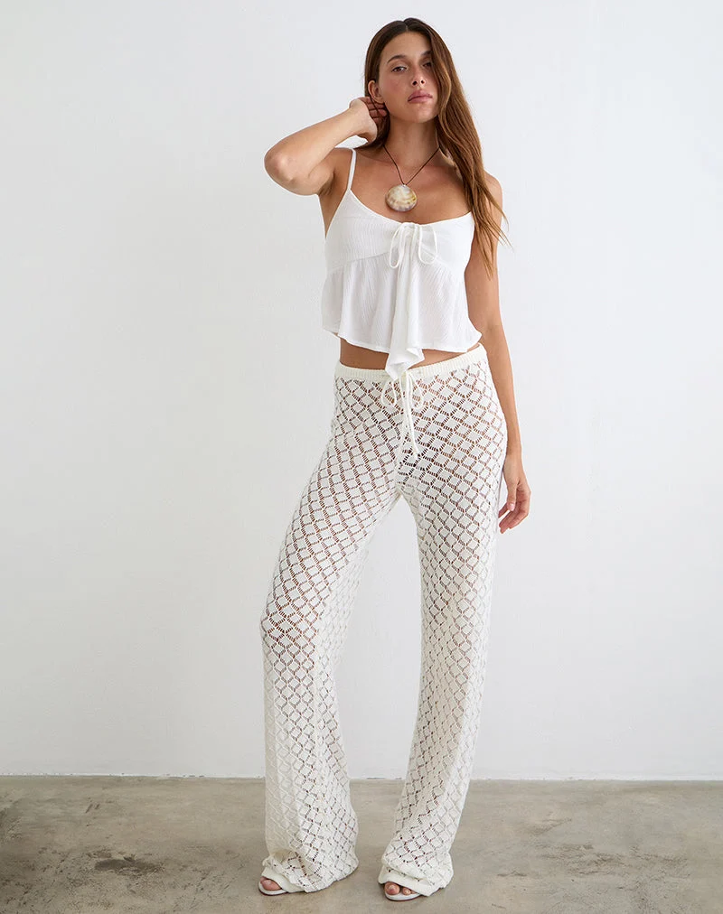 Pantalon Zahli en maille blanche