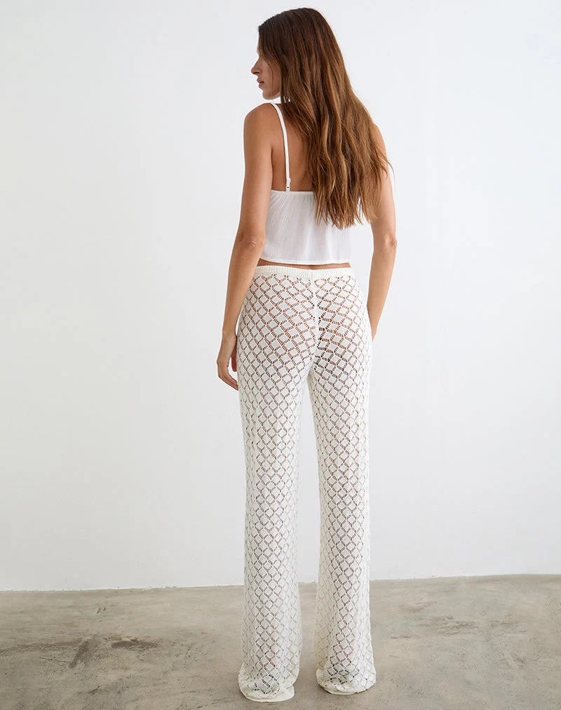 Pantalon Zahli en maille blanche