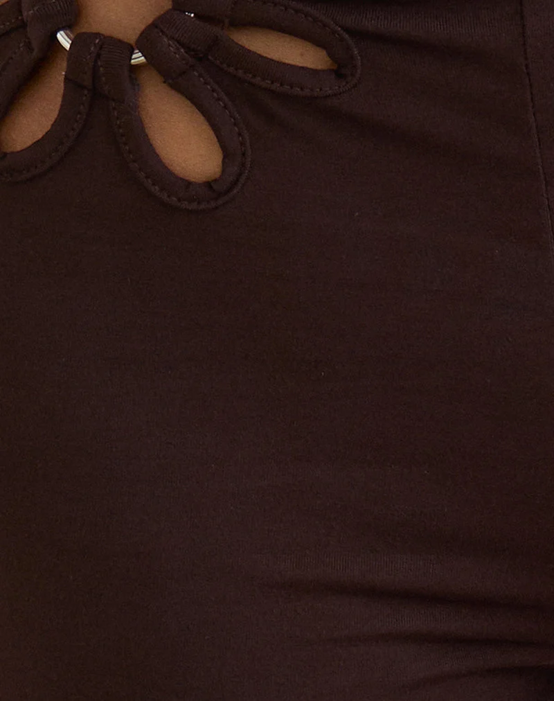 Short Abril avec anneau fleuri, couleur chocolat noir