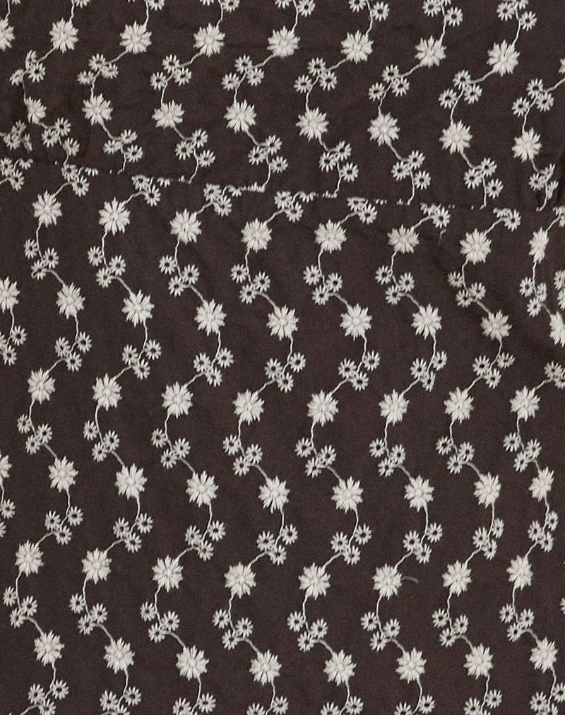Mini robe de thé Bella en broderie florale marron
