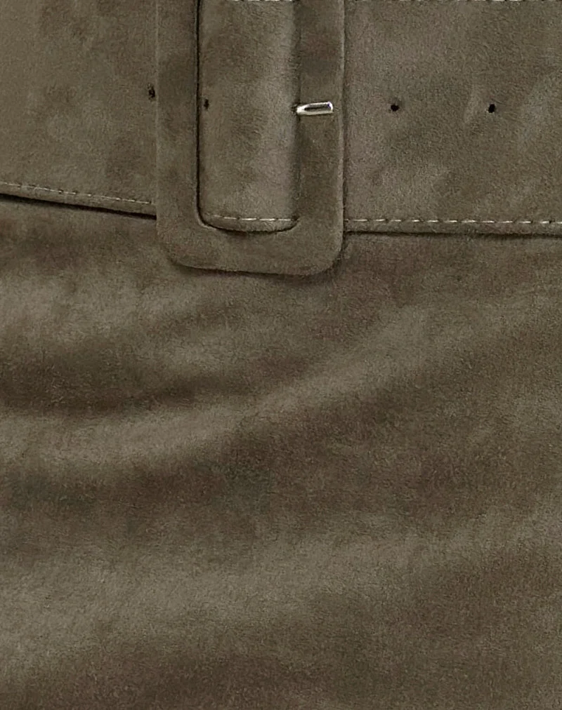 Minijupe ceinturée Zita en faux daim marron