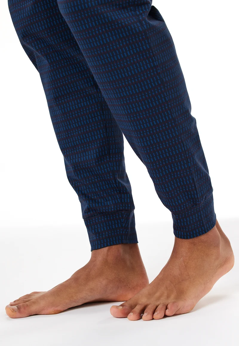 Schlafanzug mit Bündchen Blau gemustert - Casual Essentials