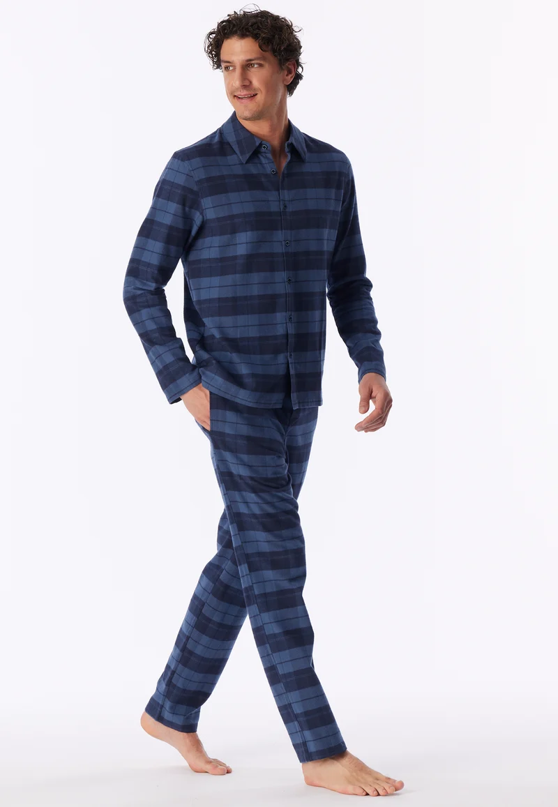 Pyjama Blau kariert - Selected Premium Warming