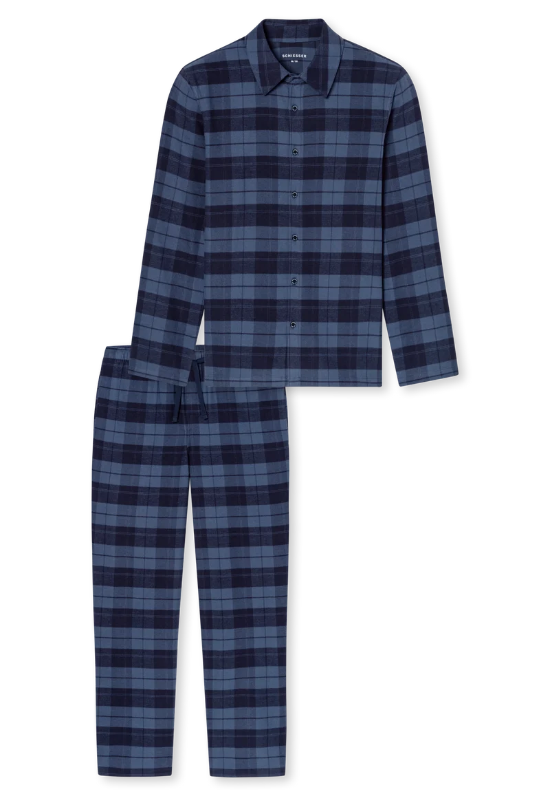 Pyjama Blau kariert - Selected Premium Warming