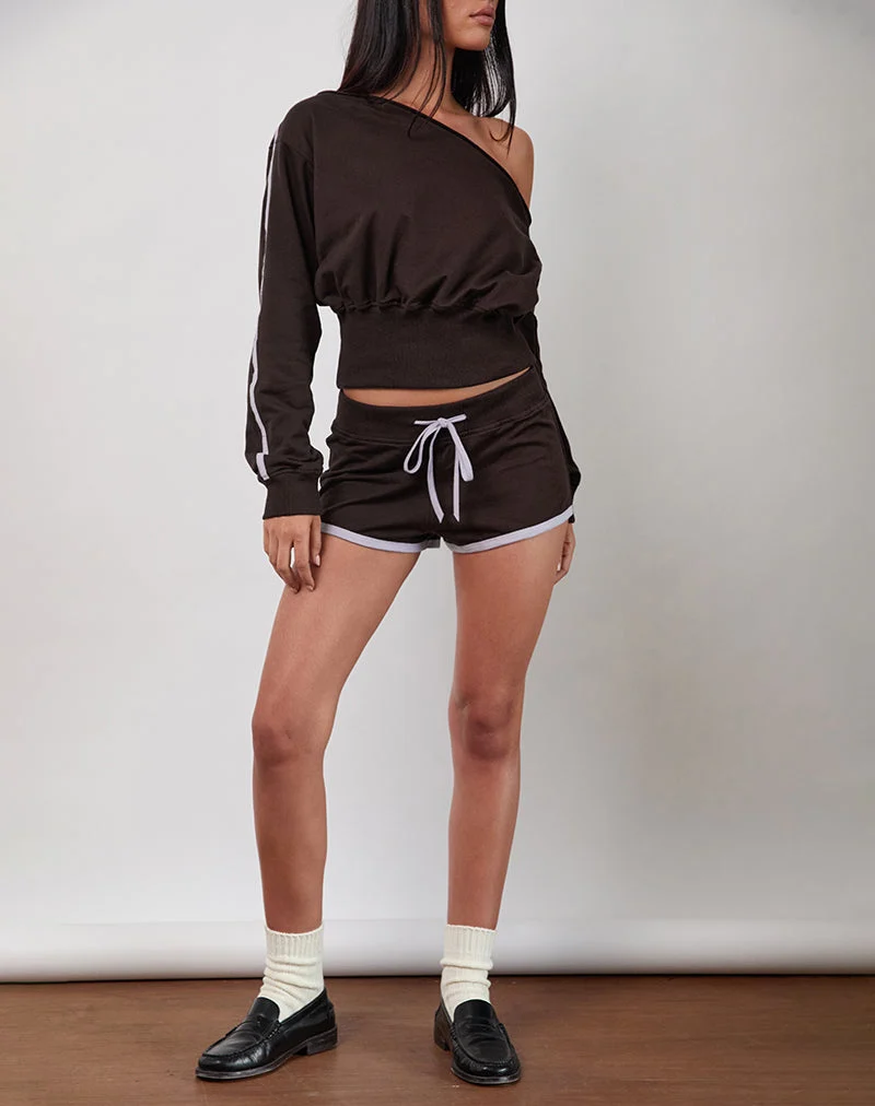 Shorts Resata Runner en chocolat amer avec des liens violets