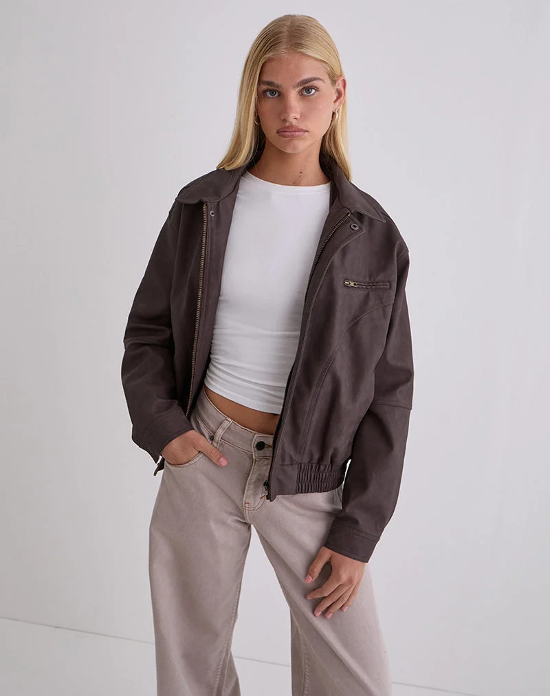 Veste Aviara en PU marron foncé