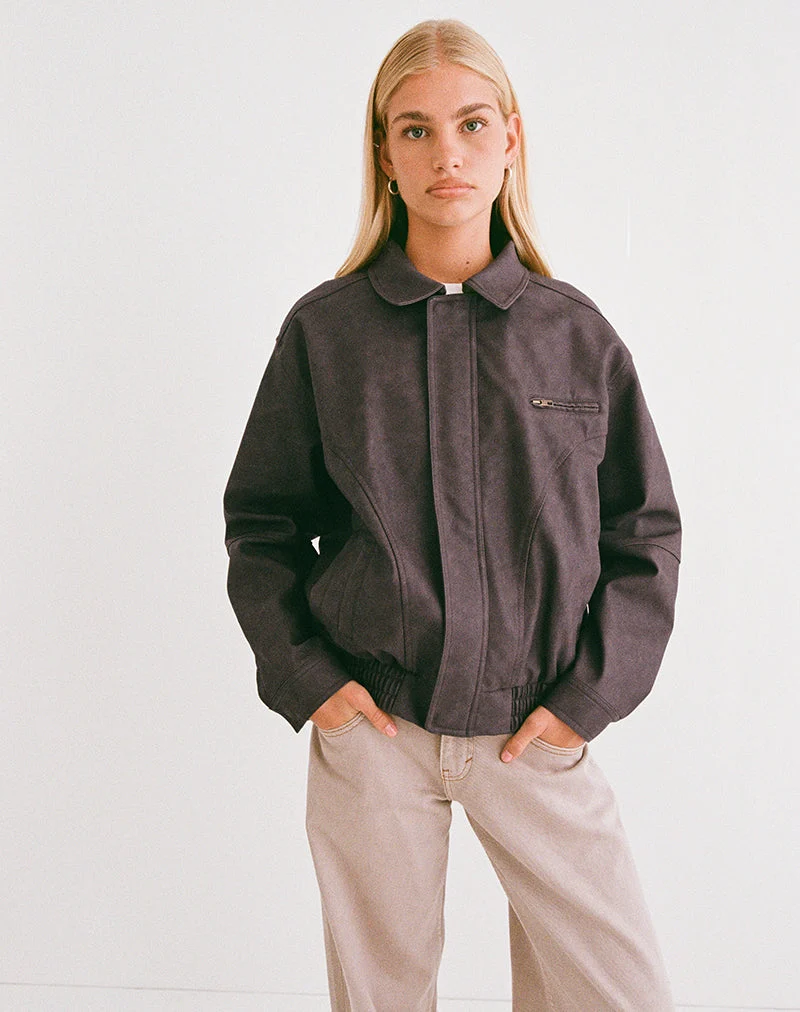 Veste Aviara en PU marron foncé