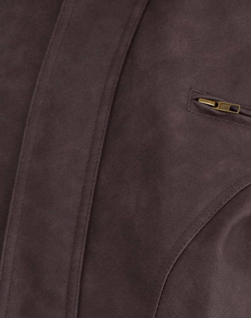 Veste Aviara en PU marron foncé