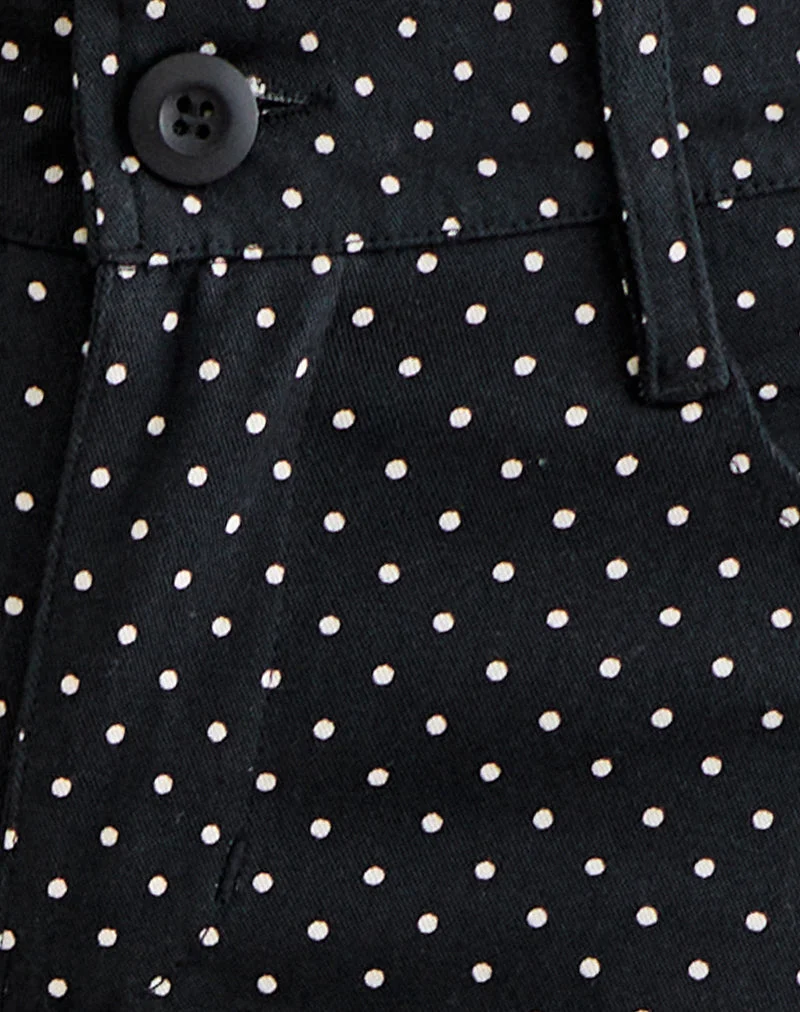 Pantalon capri Dassah noir à micro-pois blancs