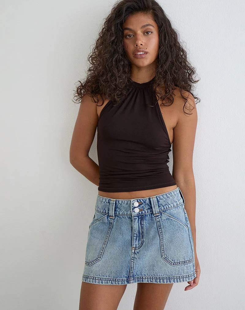 Mini-jupe en denim Cargo, délavage bleu vintage
