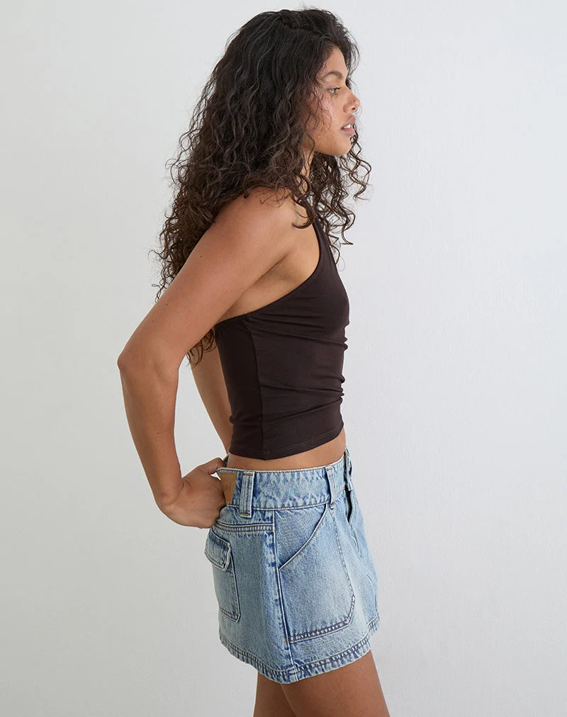 Mini-jupe en denim Cargo, délavage bleu vintage