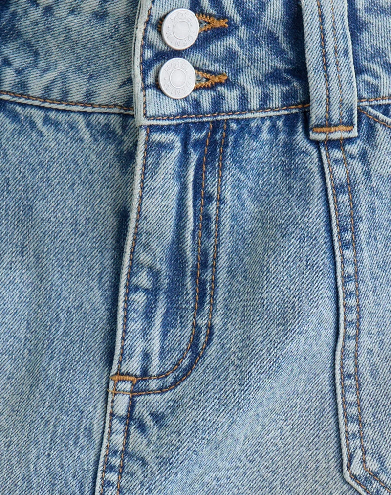 Mini-jupe en denim Cargo, délavage bleu vintage